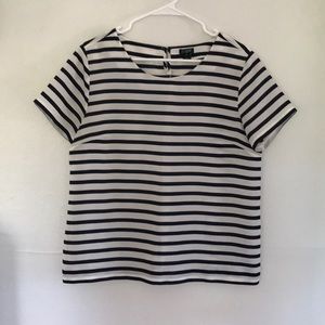 J. Crew Navy and White Stripe Silky Top